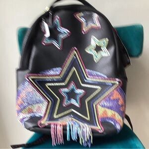 Black Star Embroidered Fringe Backpack